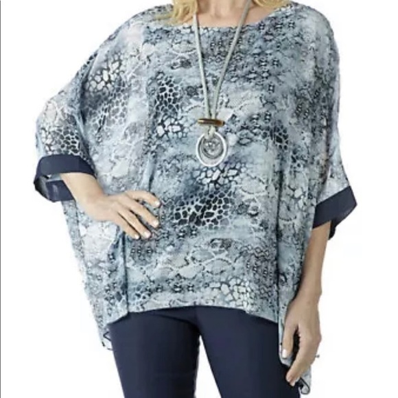 Artizan Robin Barre Blue Snake Print Blouse - Picture 1 of 5